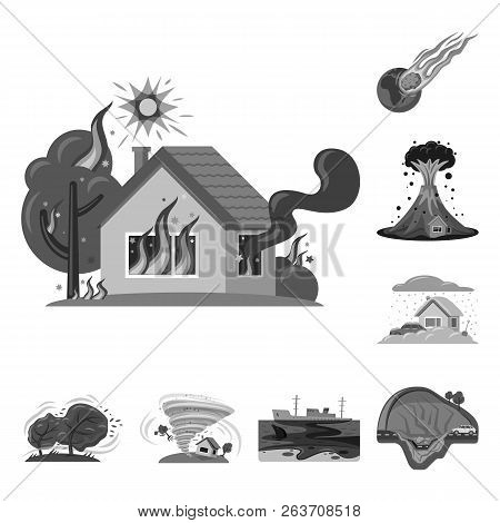 Vector Design Of Natural And Disaster Symbol. Set Of Natural And Risk Vector Icon For Stock.