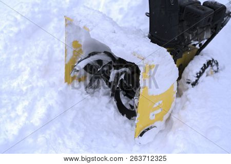 A Snow Thrower Is The Best Assistant For Snow Removal In The Winter. Snow Thrower Outdoor