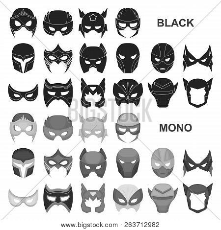Carnival Mask Black Icons In Set Collection For Design.mask On The Eyes And Face Vector Symbol Stock