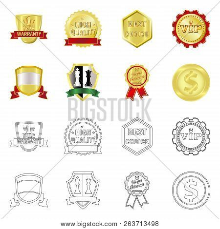Vector Illustration Of Emblem And Badge Sign. Set Of Emblem And Sticker Stock Symbol For Web.
