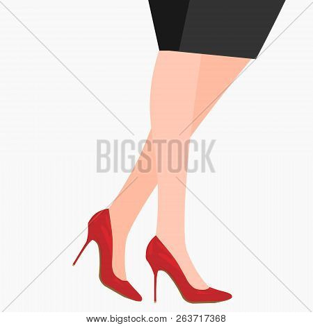 Vector Sexy Legs, High-heeled Black Shoes. Female Legs