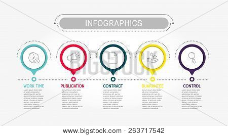 Modern Vector Illustration. Infographic Template With Five Elements, Circles And Text. Timeline Step