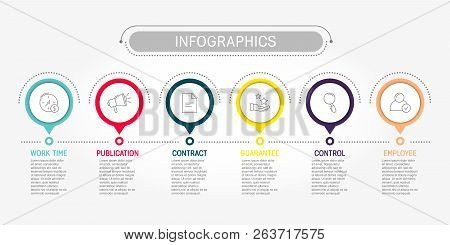 Modern Vector Illustration. Infographic Template With Six Elements, Circles And Text. Timeline Step
