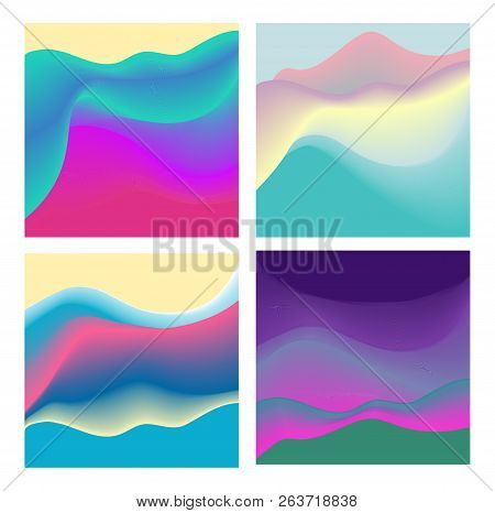 Set Of Colorful Geometric Background. Fluid Shapes Composition. Eps10 Vector.