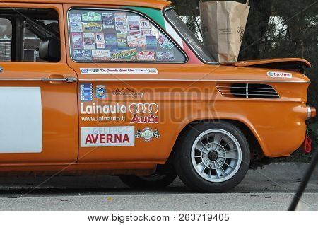 Pesaro , Italy - Ott 13 - 2018 : Prinz Nsu Tt First Edition Race Automobile Reserved Vintage Race Ca