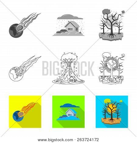 Vector Design Of Natural And Disaster Icon. Collection Of Natural And Risk Stock Vector Illustration