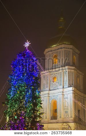 New Year Tree On Sophia Square In Kyiv