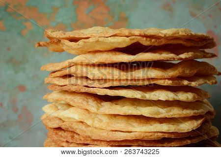 Fresh Puff Cakes For Napoleon Cake Puff Pastry For Dessert Milfey. French Pastries