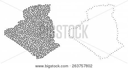 Dotted And Frame Map Of Algeria Composed With Dots. Vector Gray Abstraction Of Map Of Algeria. Conne