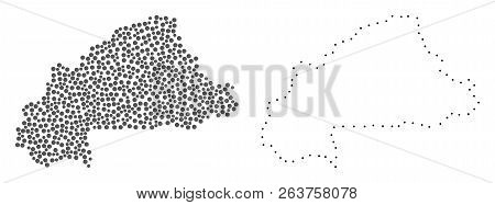 Dotted And Frame Map Of Burkina Faso Designed With Dots. Vector Grey Abstraction Of Map Of Burkina F