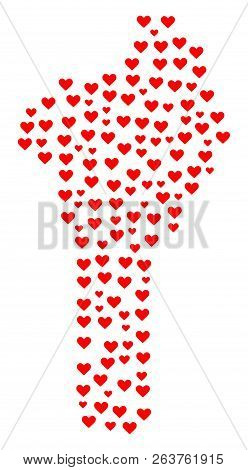 Collage Map Of Benin Designed With Red Love Hearts. Vector Lovely Geographic Abstraction Of Map Of B