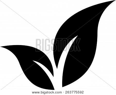 Icon Leaf Black, Biground Black Two Stalks