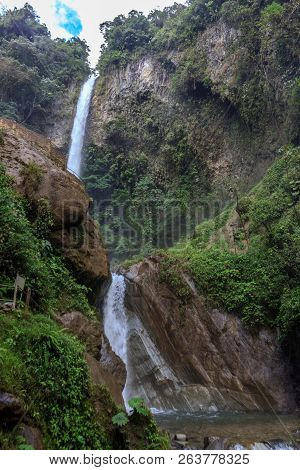Waterfall On The Cascade Road In Banos, Ecuador