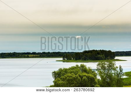 Ludza Lake In The End Of June, Cloudy Weather In Summer
