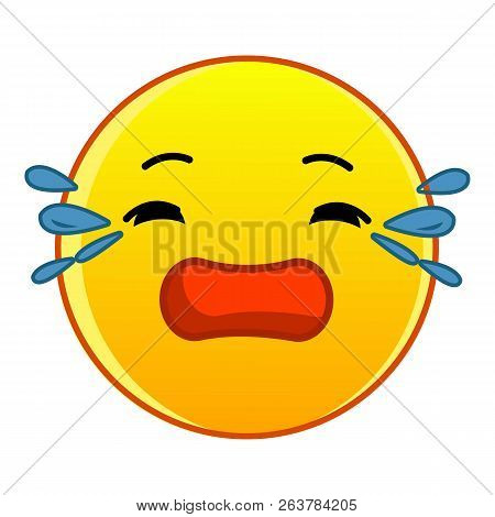 Crying Yellow Emoticon Icon. Cartoon Illustration Of Crying Yellow Emoticon Icon For Web