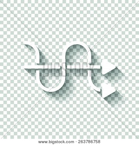 Crossed Arrows. Simple Silhouette. White Icon With Shadow On Tra
