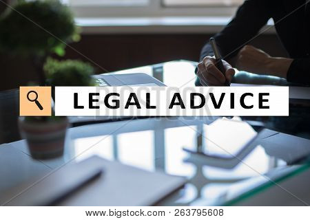 Legal Advice Ext On Virtual Screen. Consulting. Attorney At Law. Lawyer, Business And Finance Concep