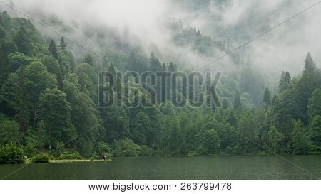 Artvin, Turkey - July 2018: A Beautiful Lake Landscape From Borcka Karagol Nature Park.