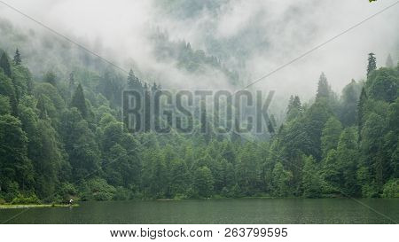 Artvin, Turkey - July 2018: A Beautiful Lake Landscape From Borcka Karagol Nature Park.