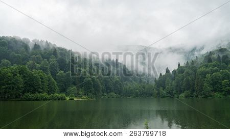 Artvin, Turkey - July 2018: A Beautiful Lake Landscape From Borcka Karagol Nature Park.