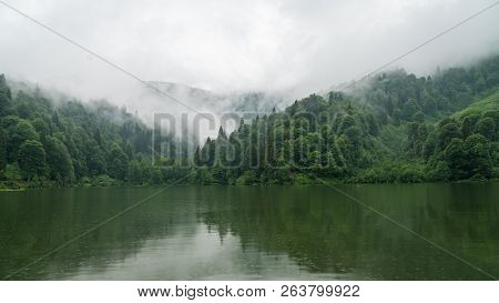 Artvin, Turkey - July 2018: A Beautiful Lake Landscape From Borcka Karagol Nature Park.