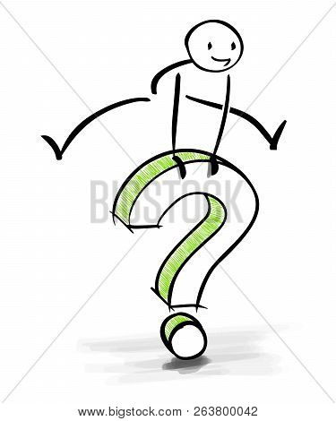 Overcoming Doubts And Making A Desision - Having A Positive Attitude - Stick Figures Vector Illustra