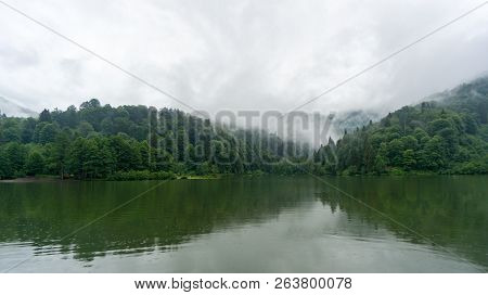 Artvin, Turkey - July 2018: A Beautiful Lake Landscape From Borcka Karagol Nature Park.