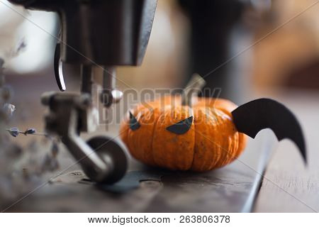 Fairy Tale Of Pumpkin With Wings Carved For The Holiday Of Halloween