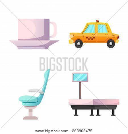 Vector Design Of Airport And Airplane Icon. Set Of Airport And Plane Vector Icon For Stock.