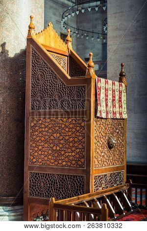 Wooden Minbar Sermon Pulpit Of Ottoman Times In Mosque
