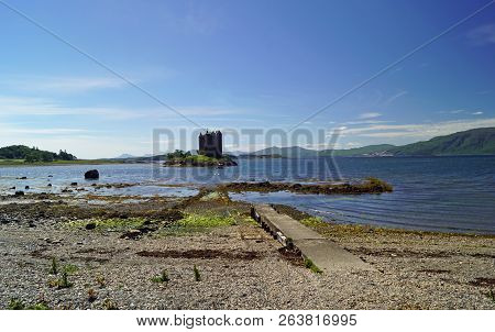 Castle Stalker Is A Tower House About 2.5 Kilometers Northeast Of Port Appin, A Village In Argyll An