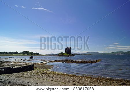 Castle Stalker Is A Tower House About 2.5 Kilometers Northeast Of Port Appin, A Village In Argyll An