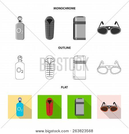 Vector Design Of Mountaineering And Peak Logo. Set Of Mountaineering And Camp Vector Icon For Stock.