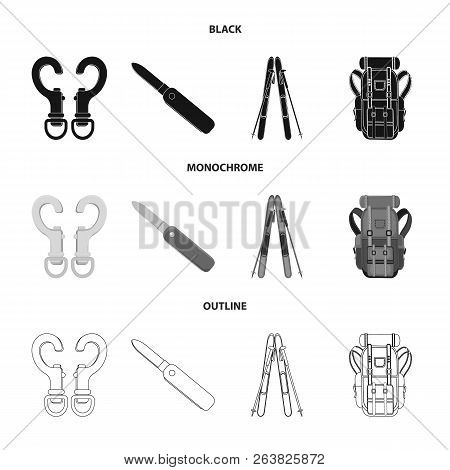 Vector Illustration Of Mountaineering And Peak Icon. Set Of Mountaineering And Camp Stock Vector Ill