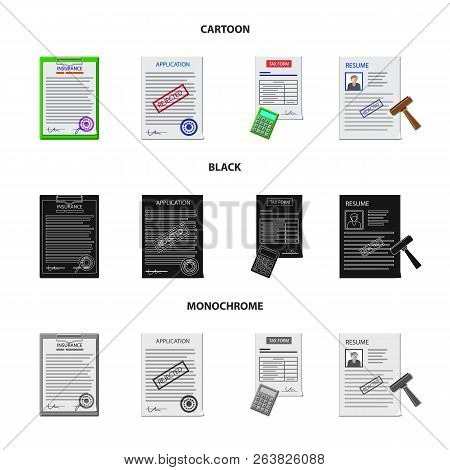 Vector Illustration Of Form And Document Logo. Set Of Form And Mark Stock Vector Illustration.