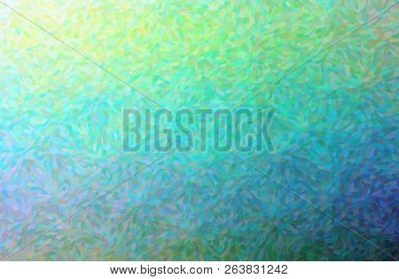 Illustration Of Green And Blue Impressionist Pointlilism Horizontal Background Digitally Generated.