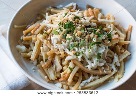 Turkish Noodle / Eriste With Cheese, Walnuts And Parsley.