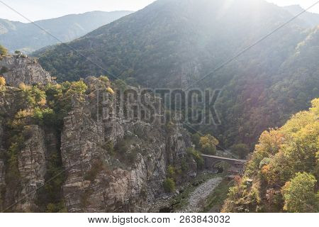 Amazing Autumn Landscape With  Forest Around Krichim Reservoir, Rhodopes Mountain, Bulgaria