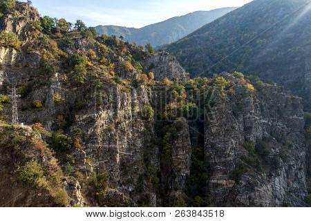 Amazing Autumn Landscape With  Forest Around Krichim Reservoir, Rhodopes Mountain, Bulgaria