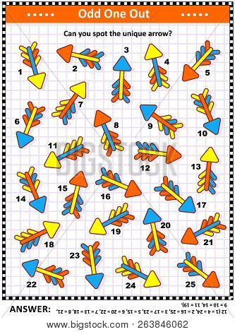 Iq Training Visual Puzzle With Colorful Arrows (suitable Both For Kids And Adults): Spot The Odd One