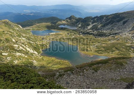 Summer View Of The Twin, The Trefoil And The Fish Lakes, Rila Mountain, The Seven Rila Lakes, Bulgar
