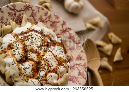 Manti / Turkish Ravioli With Yogurt.