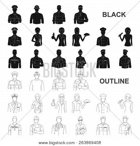People Of Different Professions Black Icons In Set Collection For Design. Worker And Specialist Vect