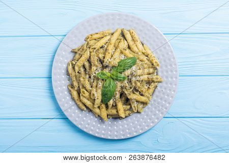 Italian Penne Pasta With Sauce Pesto