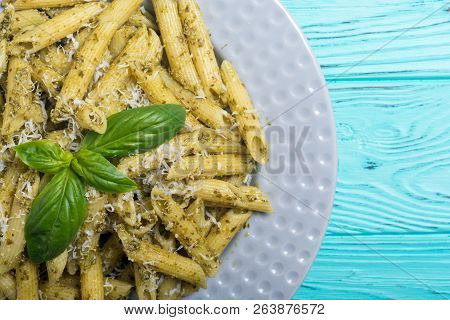 Italian Penne Pasta With Sauce Pesto
