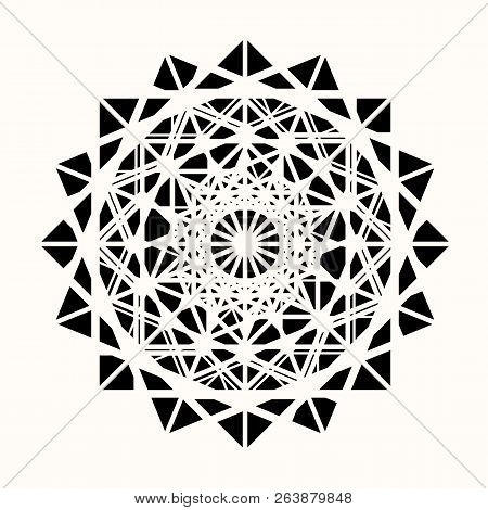 Sacred Geometry. Secret Symbol Of Geometry. Black Ethnic Totemic Geometric Tattoo. Black Flower. Mul