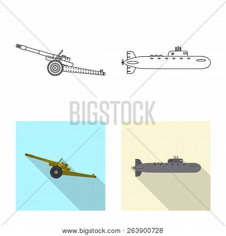 Vector Illustration Of Weapon And Gun Sign. Set Of Weapon And Army Vector Icon For Stock.