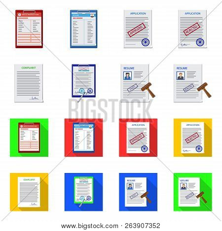 Vector Illustration Of Form And Document Icon. Set Of Form And Mark Stock Vector Illustration.