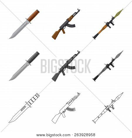 Vector Design Of Weapon And Gun Sign. Set Of Weapon And Army Stock Vector Illustration.
