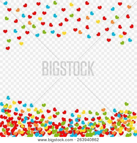 6995181 Falling Multicolored Hearts Petals Isolated On Transparent Background, Pattern. Valentine's 